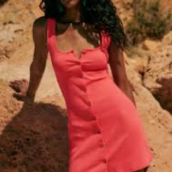 Sezane Fabiola Short Dress Bright Peach - Size S - Picture 2 of 5